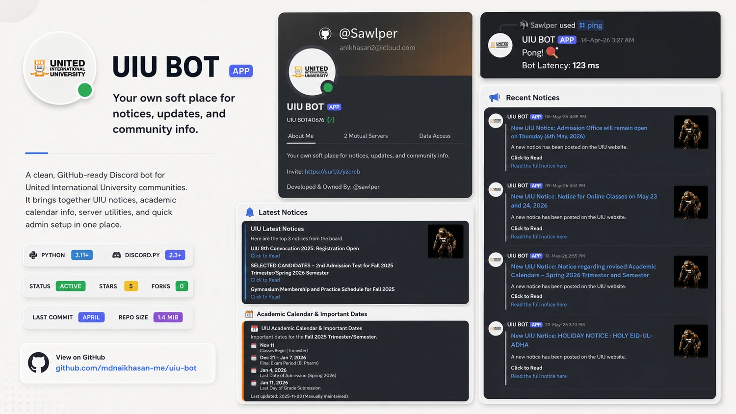 UIU Discord Bot project preview
